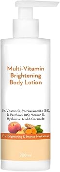 MM Multi-Vitamin Brightening Body Lotion - 5% Vitamin C, 5% NiacinamideB3, PanthenolB5, Vitamin E, Turmeric & Kakadu Plum - For Men & Women - 200 Ml