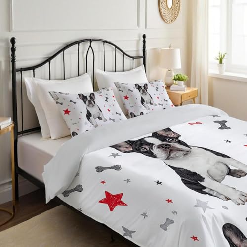 Housse de couette 200x200cm bouledogue microfibre avec taies - 4