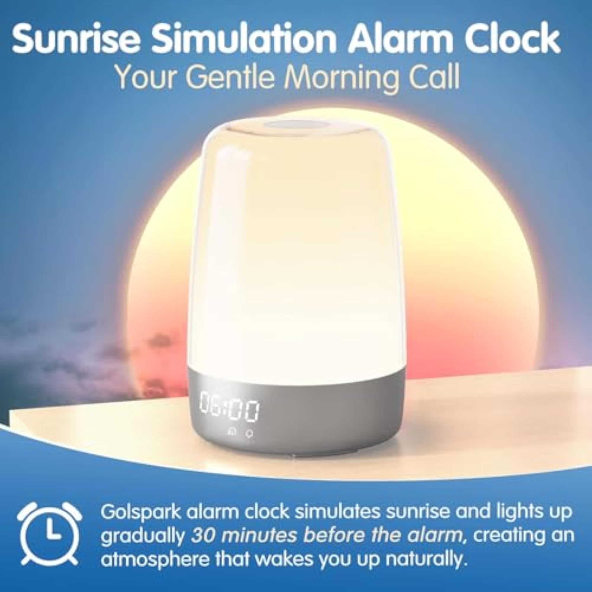 Touch Wake Up Night Light With Sunrise Simulation Alarm Clock