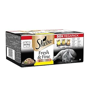 Sheba Cat Wet Food – Fresh & Fine – Cat Pouches Poultry in Gravy – 50x50g pack