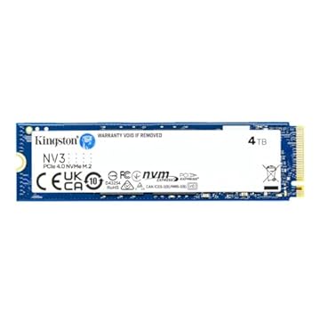 Kingston NV3 4TB M.2 2280 NVMe SSD | PCIe 4.0 Gen 4x4 | Até 6000 MB/s | SNV3S/4000G