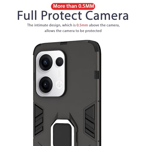Image of Pikkme D5 Tough Armor Bumper Case | 360 Protection Case | Ring Holder Stand Back Cover for Oppo Reno 13 5G (Black)