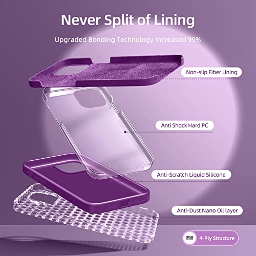 Dssairo [5 In 1 For Iphone 12 Case/Iphone 12 Pro Case 6.1, With 2 Pack Screen Protector + 2 Pack Camera Lens Protector, Liquid Silicone Slim Shockproof Protective Phone Case (Violet Red)… #TOP2