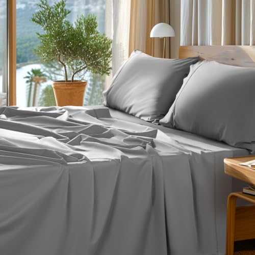 SONORO KATE 100% Egyptian Cotton Sheets Set - 1000 High Thread Count, Luxury 5-Star Hotel Sateen Bed Sheets, Soft, Breathable Long Staple Sheets, Fit up to 16