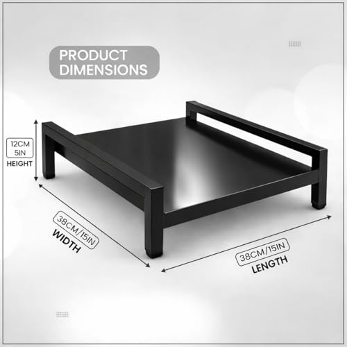 WINSTAR Heavy-Duty 1-Tier Metal Shelf | Countertop Storage Organizer for Induction Cooktop, Office Supplies, & Toiletries | Made in India (Black, 15x15 in) view 2