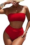 Pink Queen Women's Removable Strap Wrap High Waist Bikini Set Swimsuit Rose L