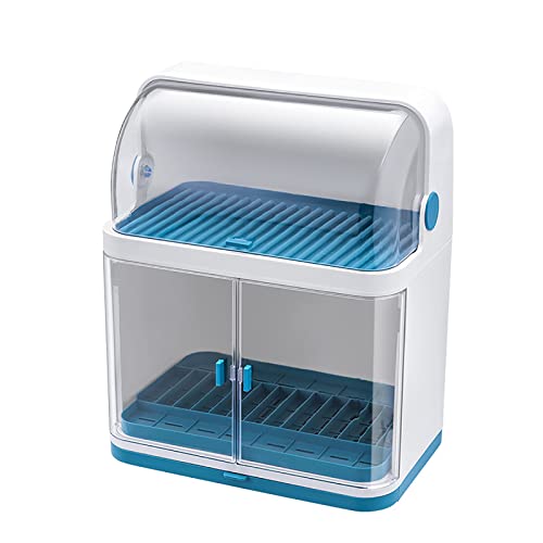 Ktol Dish Drying Rack,Plastic Dustproof Drain Storage Box Basket Houseware 2-Tier Cutlery Holder With Lid Cover Kitchen Mrvnq-001 0 #TOP2