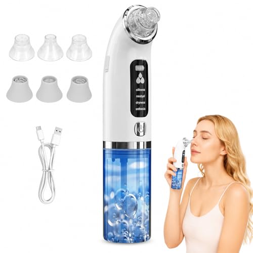 Aspirateur de pores 75 kPa avec réservoir d'eau et 6 embouts nettoyants