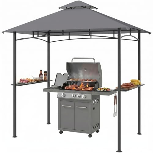 Outsunny Grillpavillon mit Ablagen, flammhemmendem Doppeldach...