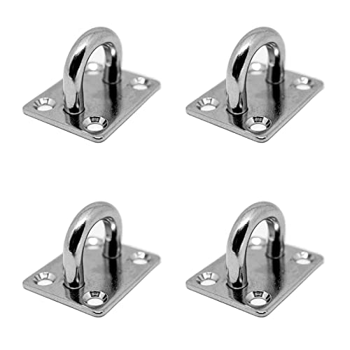 Augplatten Zurröse Deckenöse Decksplatte Platte Mastplatte - 40 x 50 mm x 4 Stück Wandöse Decksplatte Schwerlast Ankerplatte Mastplatte Öse Bootszubehör Sonnensegel Boxsack Seilzug aus Edelstahl V2A Cover