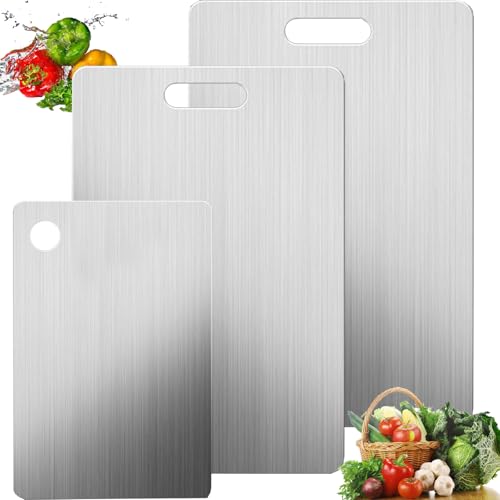 Stfyug Tagliere Titanio Per Cucina, Tagliere Acciaio Inox, Titanio, Inox Per Carne, Frutta, Verdura (3)