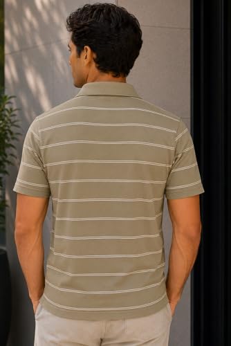 Image of SANE ORIGINALS Half Sleeve Polo T-Shirt for Men with Pocket || Stripe Collar and Pocket T-Shirt for Men Half Sleeves