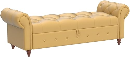 Miniatura 3 de NIOIIKIT Banco otomano de almacenamiento de 63 pulgadas, banco de entrada con botones al final de la cama, sofá otomano armado enrollado para