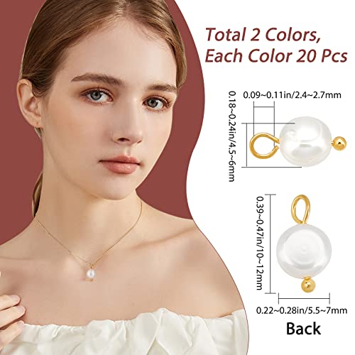 Beebeecraft 40Pcs 2 Colors Freshwater Pearl Charms Baroque Natural Irregular White Pearl Dangle Drop Charms Pendant for DIY Bracelet Necklace Jewelry Making - Image 2