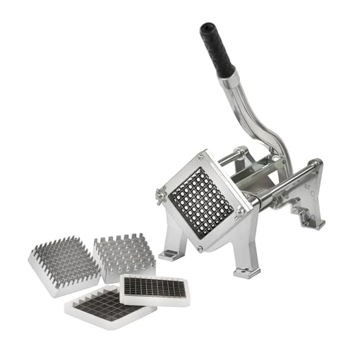 GASFRIT Cortador de Patatas y Verduras Manual Profesional para Hostelería, Montaje en Mesa o Pared, Cortapatatas con 4 Cuchillas Intercambiable, Aluminio Fundido – Uso Intensivo