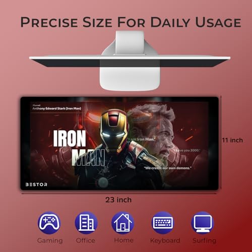 Image of BESTOR Mouse pad with Precise Cut Edges, Waterproof Surface & Non-Slip Rubber Base Stitched Edges Gaming Mouse Mat for Laptop (60cmx34cm)