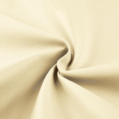 柔らかい人工合成皮革生地、300 x 137 cm人工皮革片、0.68 mm厚さのロール、エチレン軟包皮革材料、工芸品、リボン、DIY裁縫 に適している （クリーム入り）