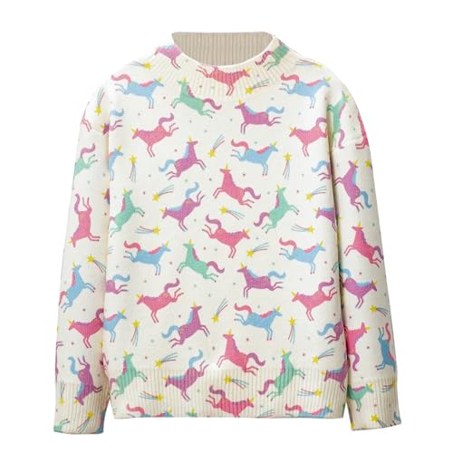 WELAKEN Pullover Sweaters for Girls Kids & Toddler Little Girl's Knitted Sweatshirts, New#unicorn, 6-7 Years