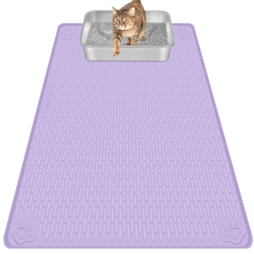 Tapis de litière pour chat XL en silicone violet 101x71 cm
