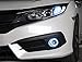 iJDMTOY OEM Replace Xenon White LED Halo Angel Eyes Projector Lens Retrofit Fog Lamps Compatible With 2016-2021 Honda Civic Sedan/Coupe/Hatchback