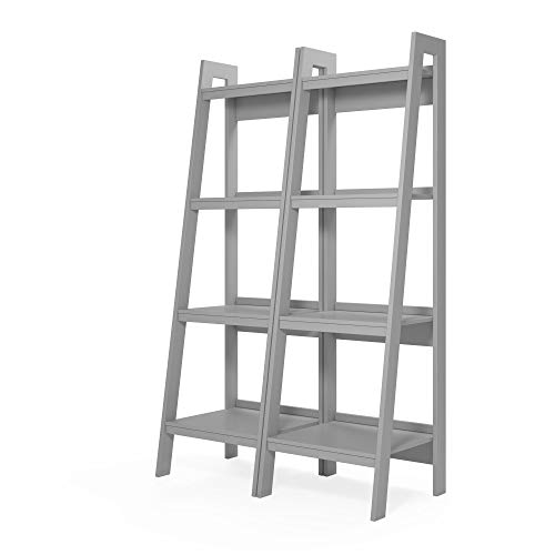 Ameriwood Home Lawrence 4 Shelf Ladder Bookcase Bundle, Dove Gray