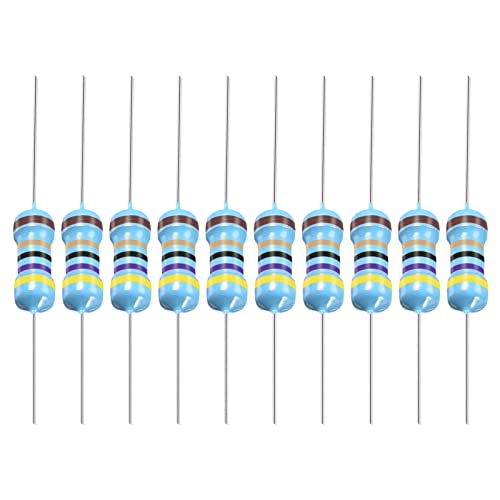 YOKIVE 100uds Metal Película Resistores, 47 Ohm Resistor con 1/2W 1% Tolerancia, Plomado, Bueno para Bricolaje Electrónicos Proyectos (5 Color Bandas, 8,5mm±0,5mm)