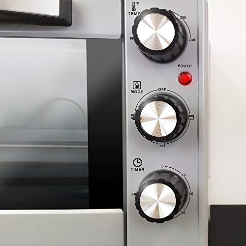 Grunkel - 23 liter multifunctionele elektrische tafeloven zilver met 1600 W vermogen, ideaal voor pizza's en brood, model HR-23 Silver (zilver) - Image 4