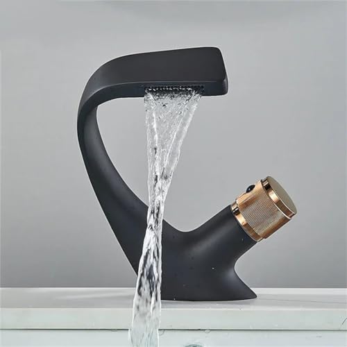 Robinet de lavabo noir et chrome pour eau chaude et froide - 3