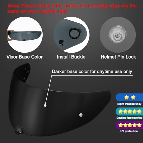 Image of PSLER Shatterproof Helmet Visor for i10 HJ-31 i70,Dark Black | Impact-Resistant ,UV400 Protection, Motorcycle Tinted Face Shield for i10 HJ-31 i70 ,Visor Replacement