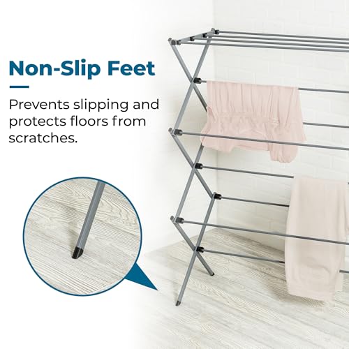 Honey-Can-Do Collapsible Laundry Drying Rack, Sturdy Steel, Foldable & Portable Clothes Drying Rack, Space-Saving Design, Indoor & Outdoor Drying, Ideal for Laundry Room 50lb Capacity, Silver by Honey-Can-Do - Image 5