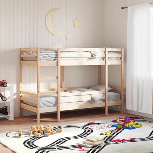 Massbinet Hochbett mit Leiter & Zwei Liegeflächen Platzsparendes Kinder Etagenbett Teilmassive 80x200 cm Massivholz Kiefer