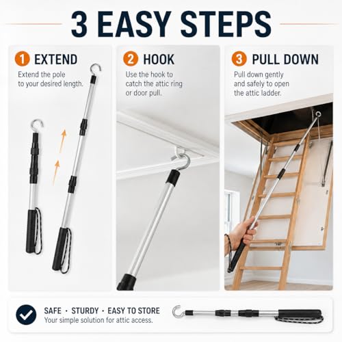 Système de traction télescopique NOLITOY en aluminium léger avec crochet pour escalier