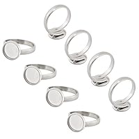 50pcs Stainless Steel Ring Bases - 18mm Adjustable Blank Bezels For Jewelry Making
