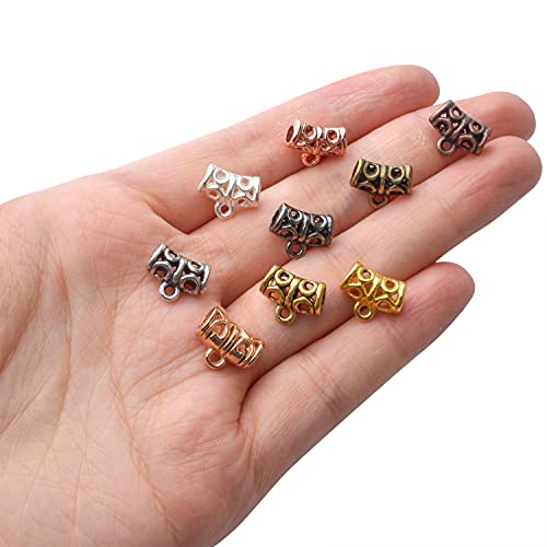 Bronagrand Connector Bails Beads,90Pcs Bail Tube Beads Alloy Bead Hanger Spacer Bail Bead With Charm Loop Bail Beads Charms For Diy Necklace Bracelet Jewelry Making Findings #TOP6