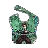 [Gtiiytoon] 鬼滅#の刃 ベビー防水食事エプロン 幼児スタイ防水無袖エプロン キャラクター清潔易い携帯用よだれ掛け