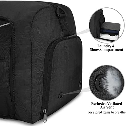 65L Duffle Bag Large Duffel Bag and Toiletry Bag Set Foldable Travel Duffel Bag with Shoes Compartment and Trolley Sleeve Lightweight Travel Bag Waterproof Overnight Weekender Bag for Men Women Black 2 65L Duffle Bag Large Duffel Bag and Toiletry Bag Set Foldable Travel Duffel Bag with Shoes Compartment and Trolley Sleeve Lightweight Travel Bag Waterproof Overnight Weekender Bag for Men Women Black