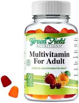 Greenfield Nutritions Halal Multivitamin for Adult Gummies with All Essential Gelatin Free Halal Vitamins, Minerals, Folic Acid, & Biotin, Gluten Free, Non-GMO, & Vegetarian Formula, 90 Count