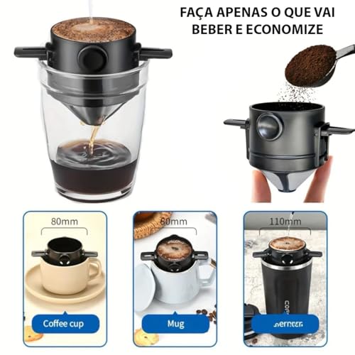 Mini coador filtro de café individual inox lavável portátil reutilizável chá drip