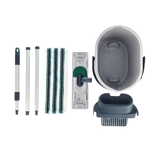 Eco Ego Bodenwischer Wischmopp Set Mit Eimer Mit Teleskopstiel Flachwischmopp Mit Wischbezug Aus Mikrofaser Dick Robust Saugfähig Mit Auswringfunktion Putzset Wischeimer 13 L Stiel 79-137 cm Circular – Bild 3