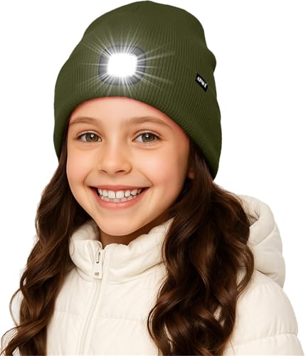 ATNKE Niños LED Gorro con Luz, USB Recargable 4 LED Luz Gorra