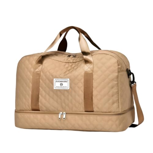Oversized Duffel Bag, Stylish & Durable, Waterproof Compartment, Multi-Functional Carry, Dry Wet Separation, Side Pockets by Zuomanni (Khaki)