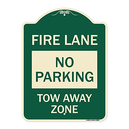SignMission Designer Series Sign - No Parking, Tow-Away Zone | Green & Tan 18" x 24" Heavy-Gauge Aluminum Architectural Sign | Protect Your Business & Municipality | Made in The USA