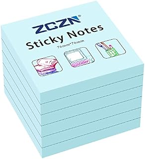 ZCZN Sticky Notes 76 x 76 mm, 6 Pads, 80 Sheets/Pad, Red