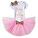 Produktbild Neugeborene Säuglings Kleinkind Baby Mädchen Ist es Mein 1. / 2. Geburtstags Prinzessin Outfits Spielanzug Rock Tütü Pettiskirt mit Bowknot Stirnband Beinwärmer Partykleid Fotoshooting Kostüm
