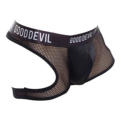 Good Devil Sexy Cheeks Out Thong Micro Pouch Mens Underwear Sheer Back Boxer Underpants Black Cover