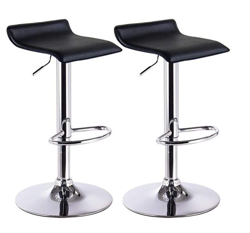 Mueblix | Taburetes Altos de Cocina 2 Unidades | Taburete de Bar | Silla Giratoria y Regulable en Altura | Color Negro | Modelo Andes