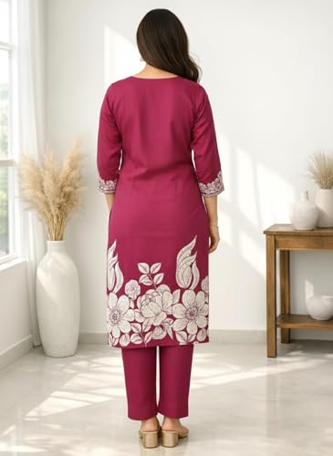 Image of FABNEX Kurta Set for Women | Stylish Cotton Printed Kurti Pant Set | Indo-Western Casual & Festive Kurta Set for Women (K-229-30)
