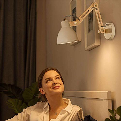 Applique chevet télescopique GZZ Gyy liseuse lit bois massif moderne blanche