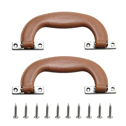Image of 2Pcs 150mm Plastic Luggage Trunk Pull Handle, Brown Suitcase Side Holder Long Pull Handle, Replacement Handle for Travel Suitcase