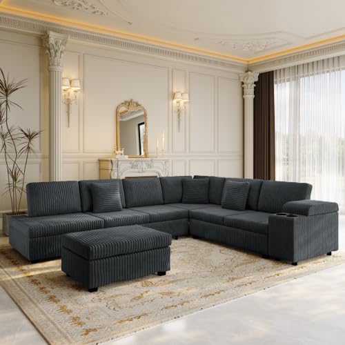 KEIKI 110" L-Shaped Corduroy Sectional